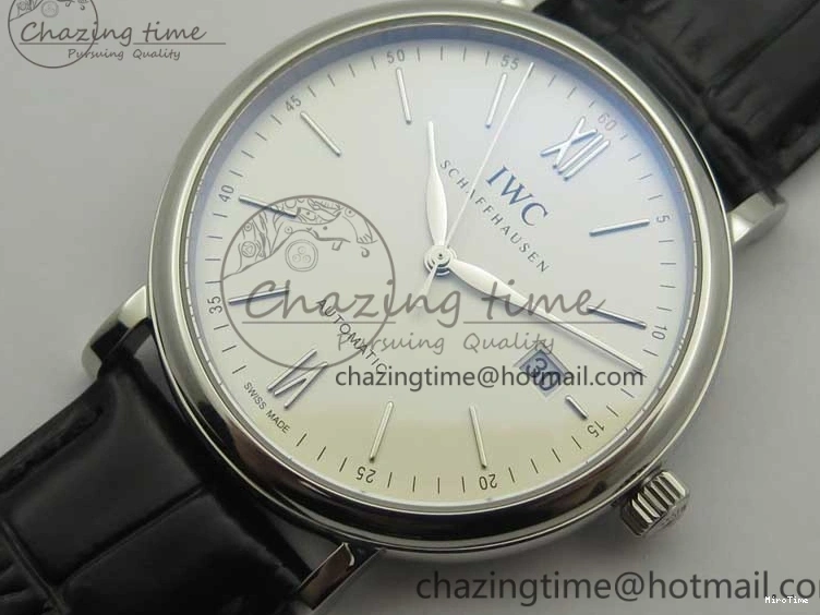 MIROTIME 0730 Portofino Automatic SS MKF 1:1 Best Edition White Dial On Black Leather Strap MIYOTA 9015 V Original 7204